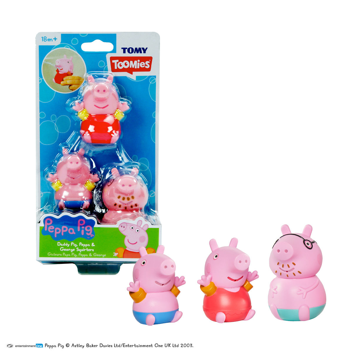 Toomies Peppa Pig Daddy Pig, Peppa & George Bath Squirters 3 Pack