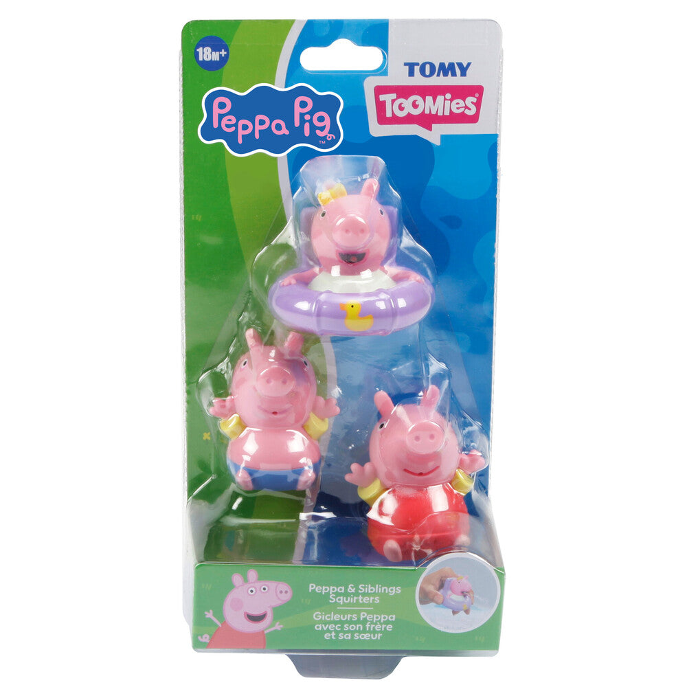 TOMY Toomies Peppa Pig, George & Baby Evie Bath Squirters