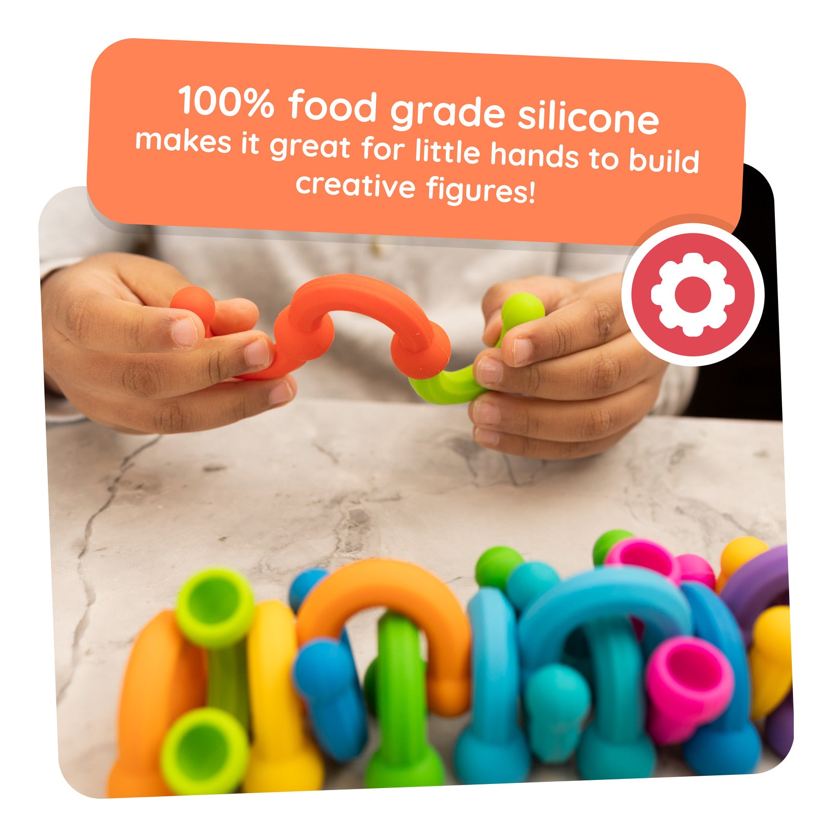 Fat Brain Toys Plip Links 20-Piece Silicone Construction Set