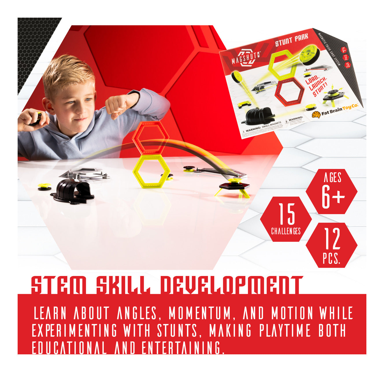 Fat Brain Toys Magshuto Stunt Park Magnetic Trick Shot Set