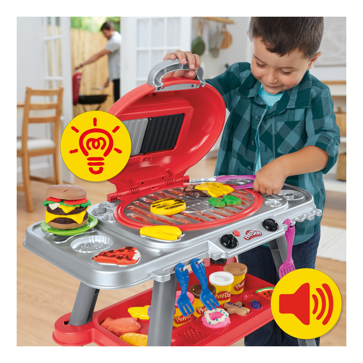 Play-Doh Sizzlin’ Grill Playset with Lights and Sounds