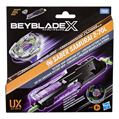 Beyblade X Victory Grip Launcher Set with Saber Samurai Top