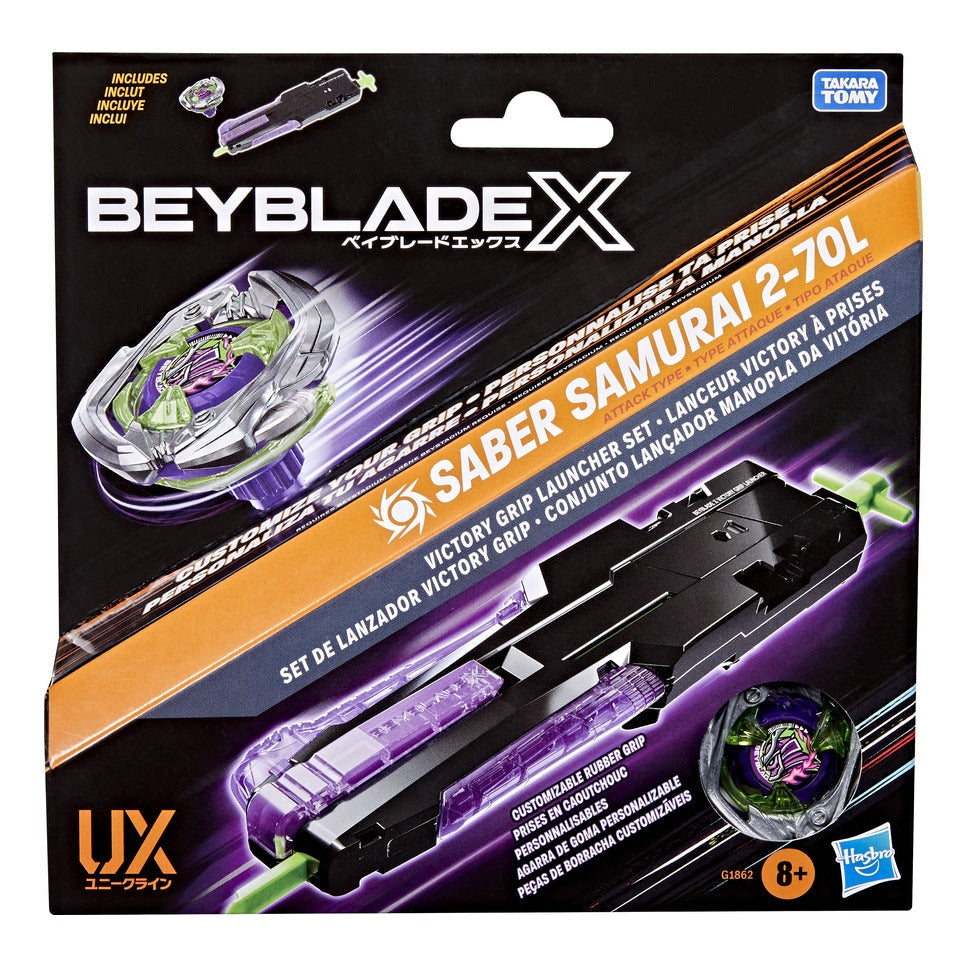 Beyblade X Victory Grip Launcher Set with Saber Samurai Top