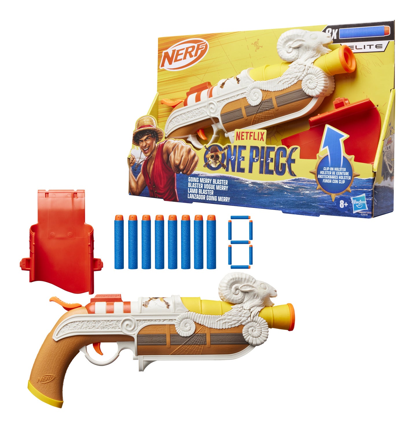 Nerf One Piece Going Merry Blaster with Holster and 8 Darts