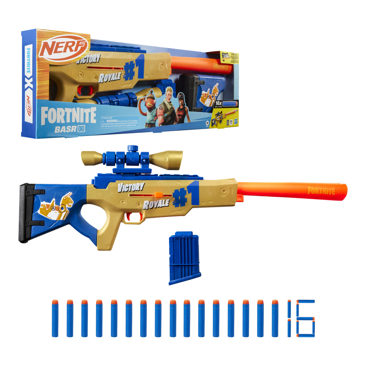 Nerf Fortnite BASR OG Blaster with 16 Darts