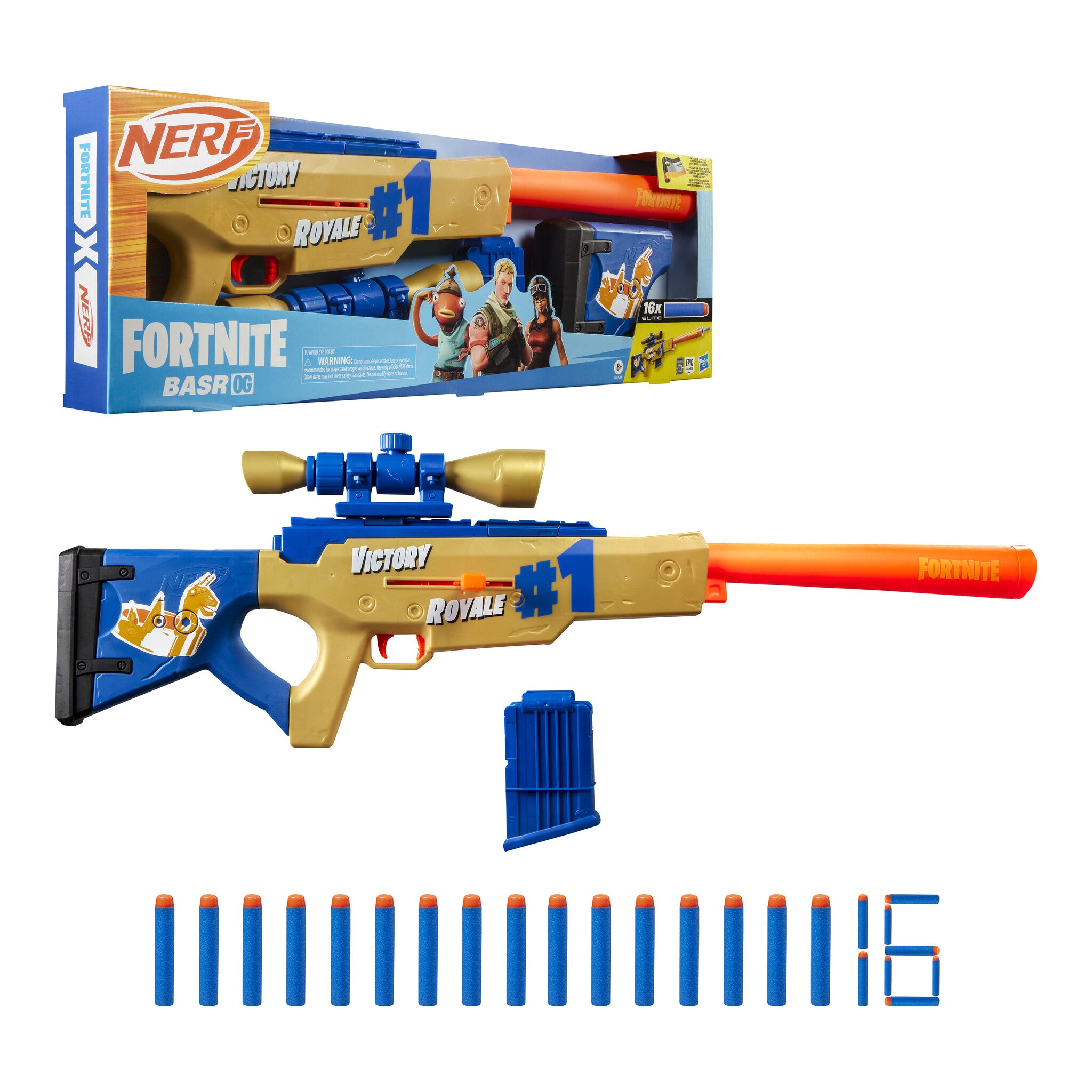 Nerf Fortnite BASR OG Blaster with 16 Darts