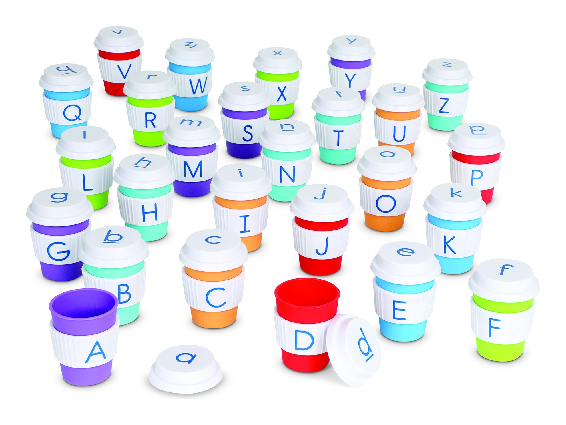 Learning Resources Alphabet Coffee Cups – 52-Piece Set