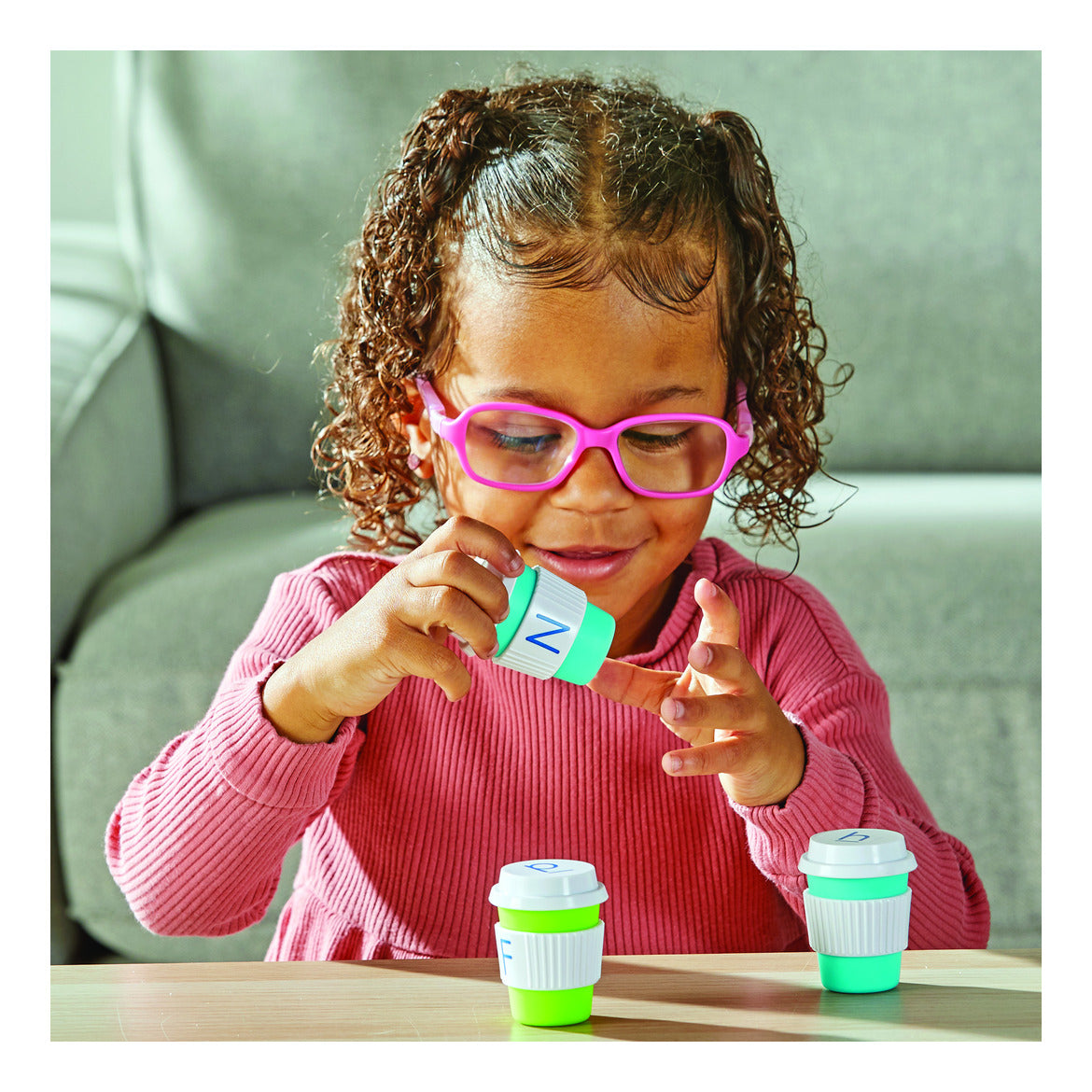 Learning Resources Alphabet Coffee Cups – 52-Piece Set