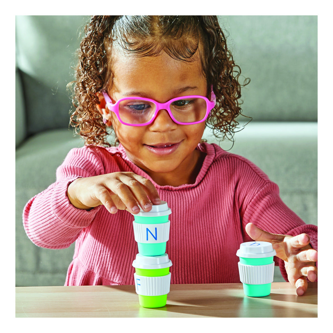 Learning Resources Alphabet Coffee Cups – 52-Piece Set
