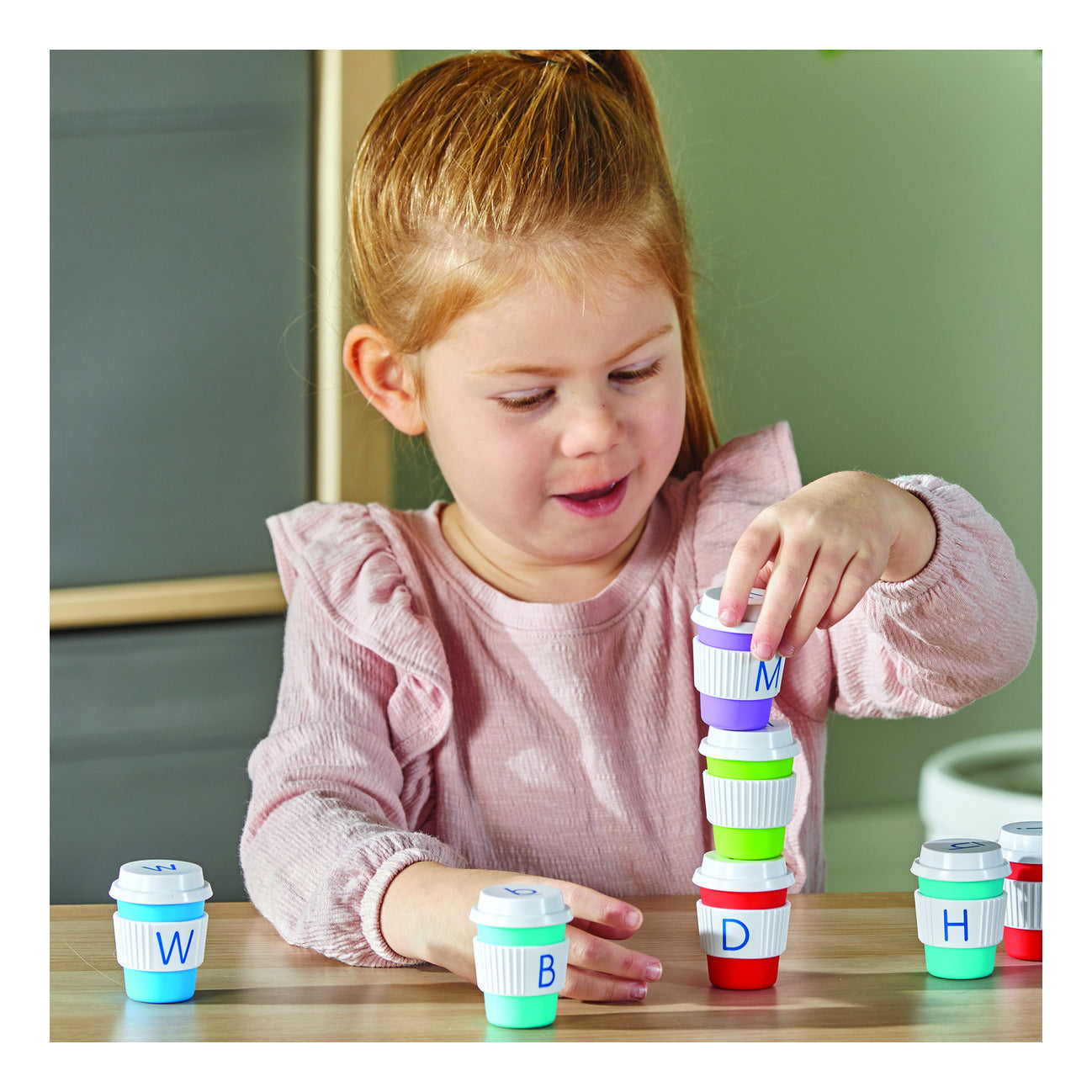 Learning Resources Alphabet Coffee Cups – 52-Piece Set