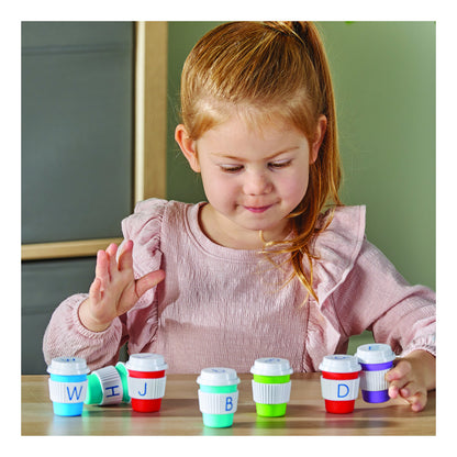 Learning Resources Alphabet Coffee Cups – 52-Piece Set