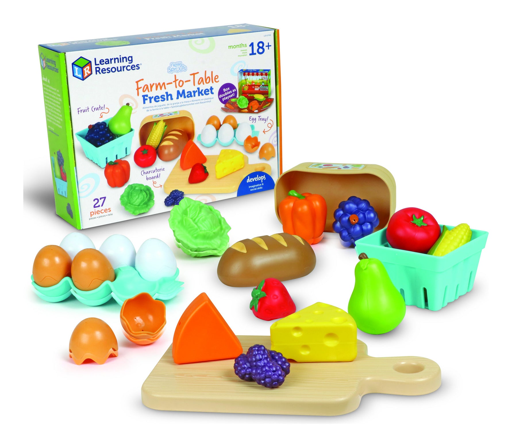 Learning Resources New Sprouts Farm-to-Table Fresh Market 27-Piece Play Food Set