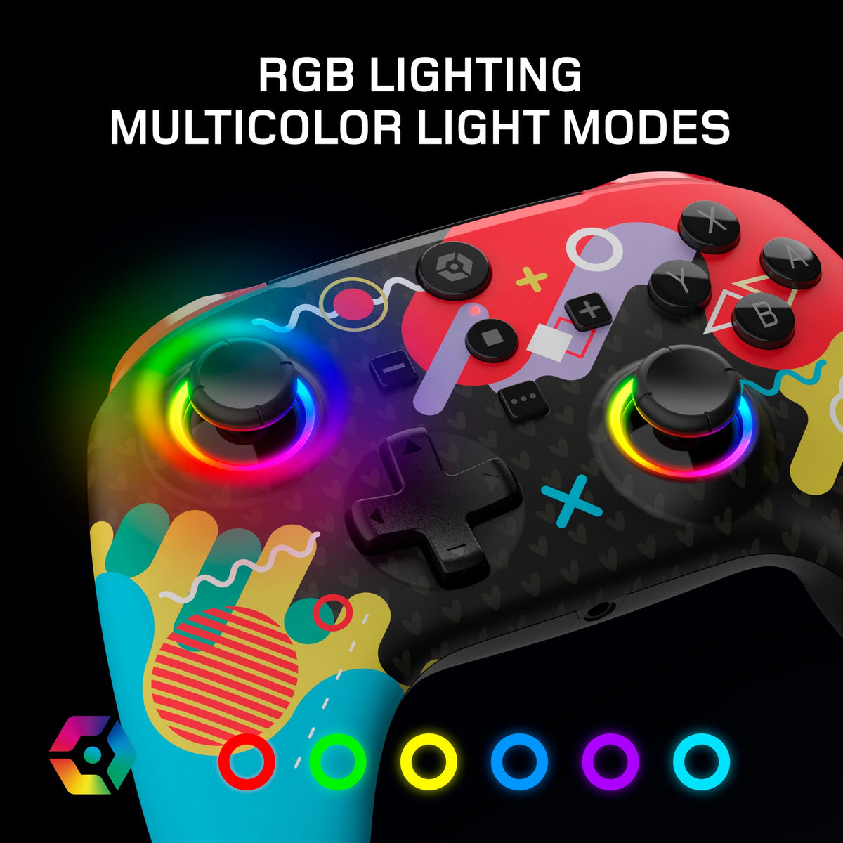 Gioteck WX5+ Doodle Wireless RGB Controller for Nintendo Switch 2, Switch & PC