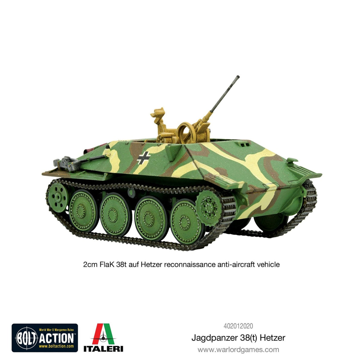 Bolt Action Jagdpanzer 38(t) Hetzer 1:56 Plastic Model Kit