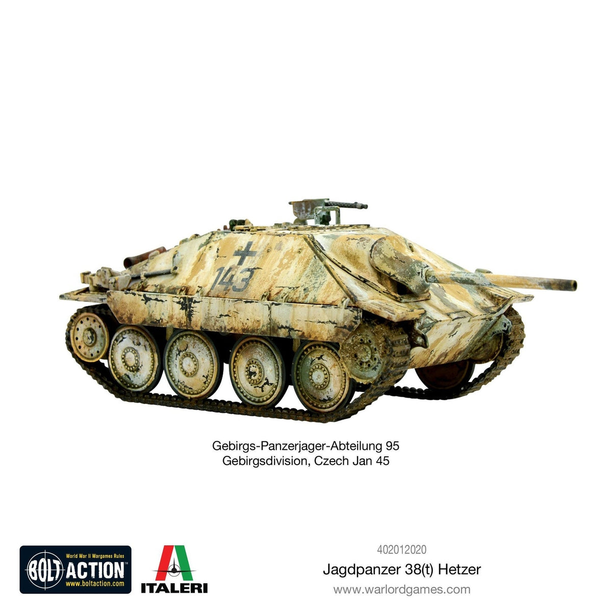 Bolt Action Jagdpanzer 38(t) Hetzer 1:56 Plastic Model Kit