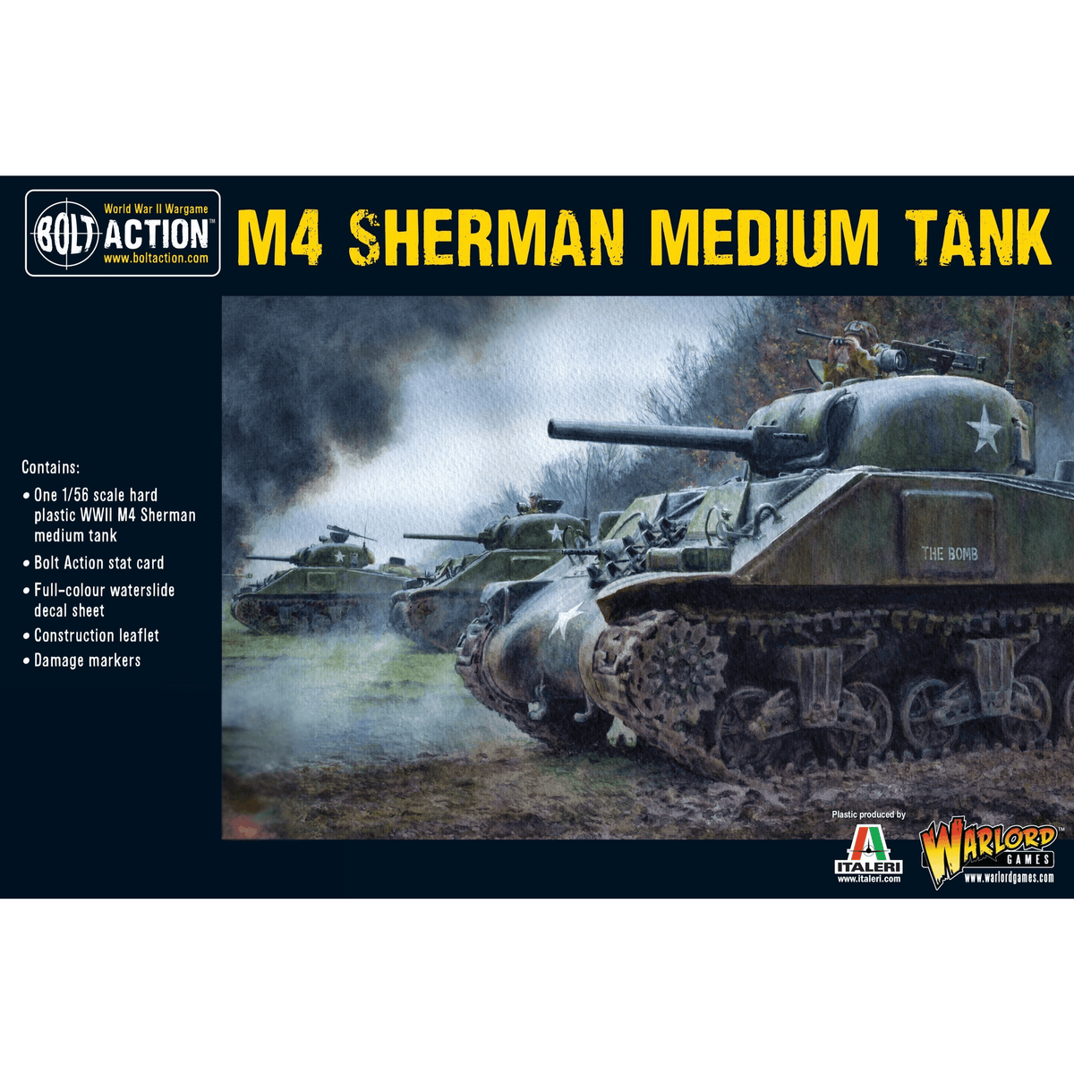 Bolt Action M4 Sherman Medium Tank 1/56 Scale Plastic Model Kit