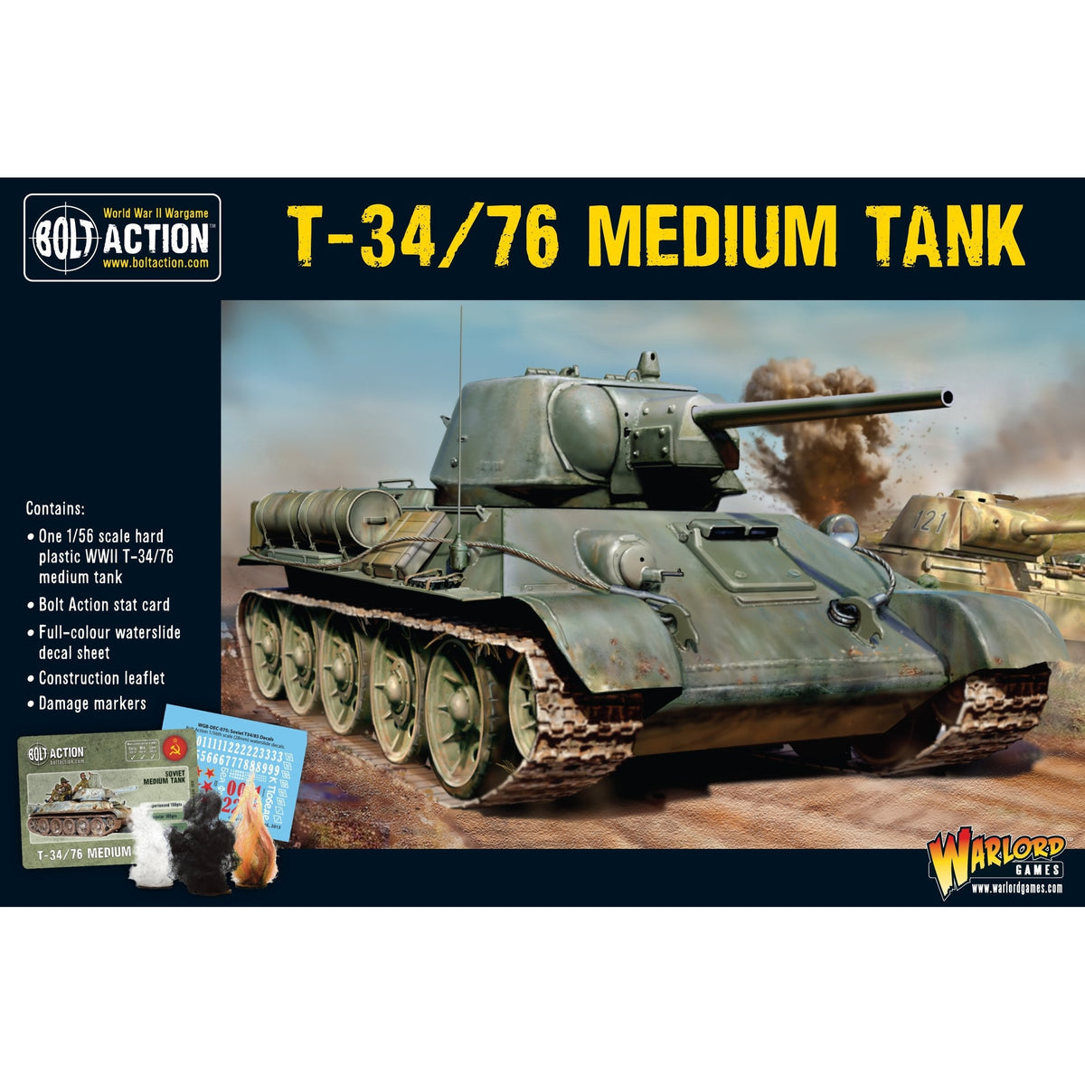 Bolt Action T-34/76 Medium Tank 1:56 Plastic Model Kit