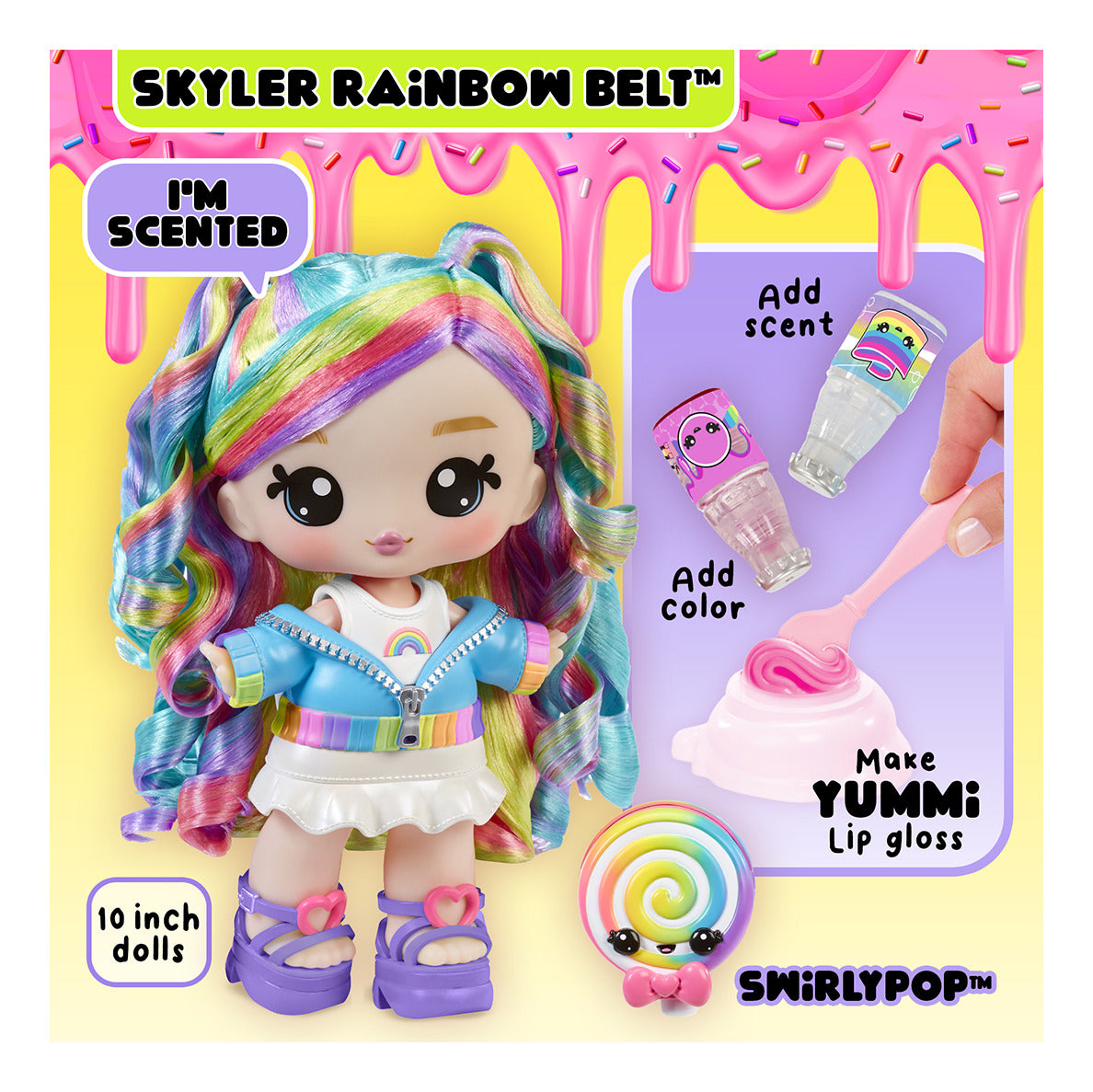 * Yummiland Large Doll + Lipgloss Pet - Rainbow
