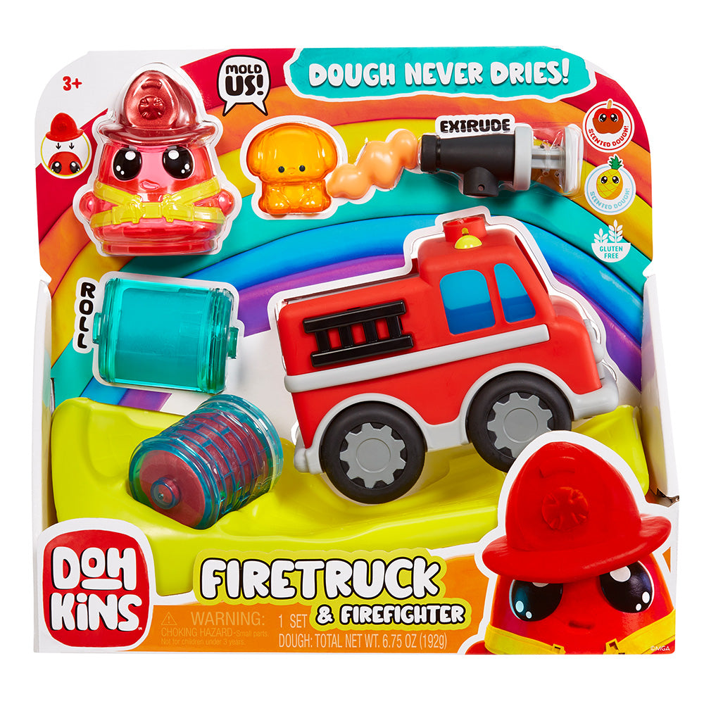 DohKins Firetruck & Firefighter Scented Dough Playset