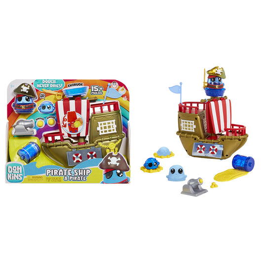 DohKins Pirate Ship & Pirate Playset with Never-Dry Dough