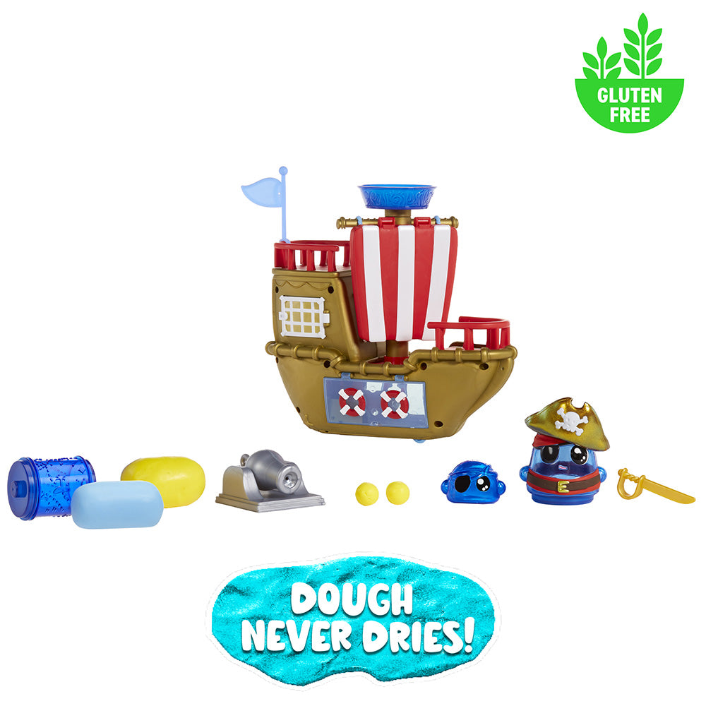 DohKins Pirate Ship & Pirate Playset with Never-Dry Dough