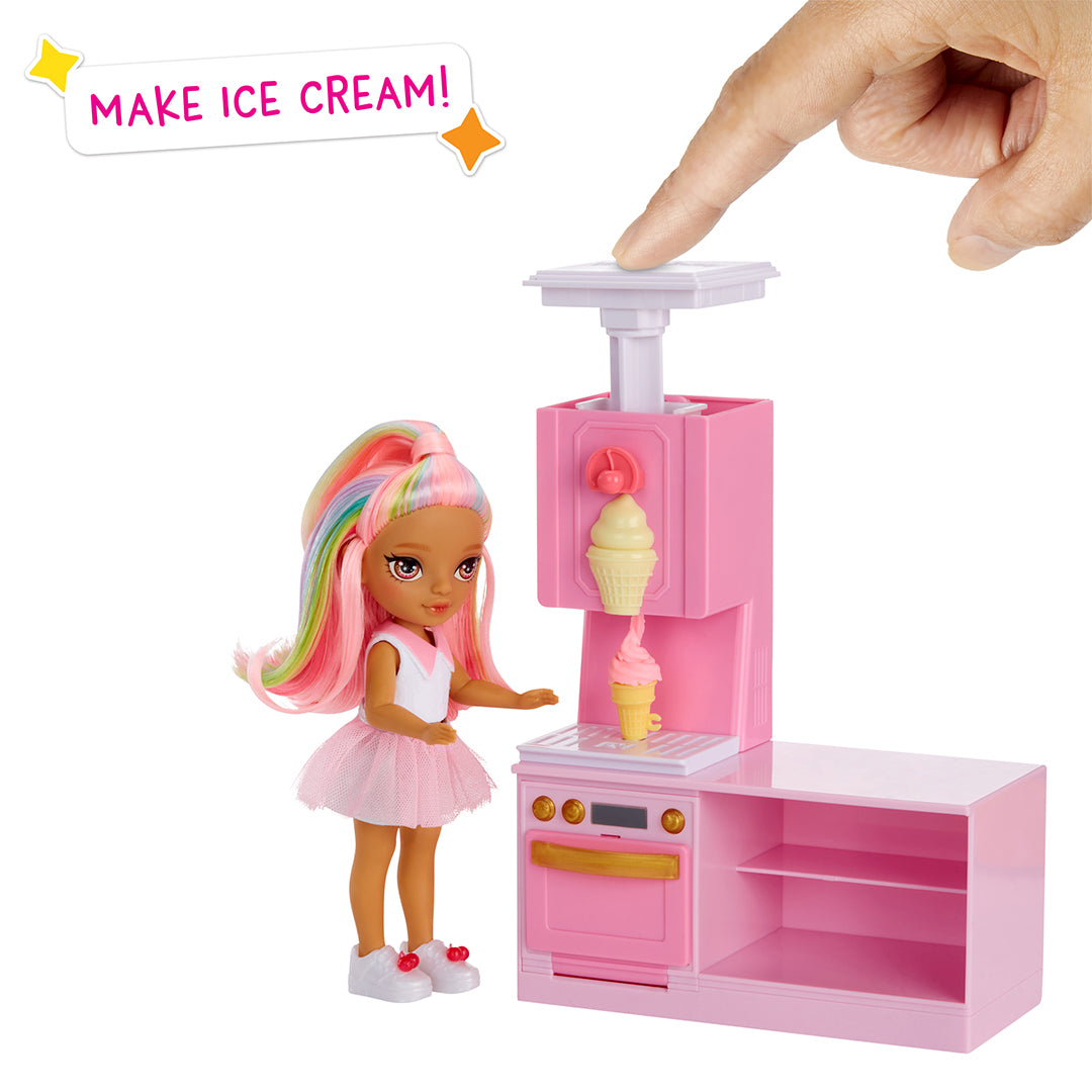 Rainbow High Littles Dessert Shop Playset with Kandy Doll