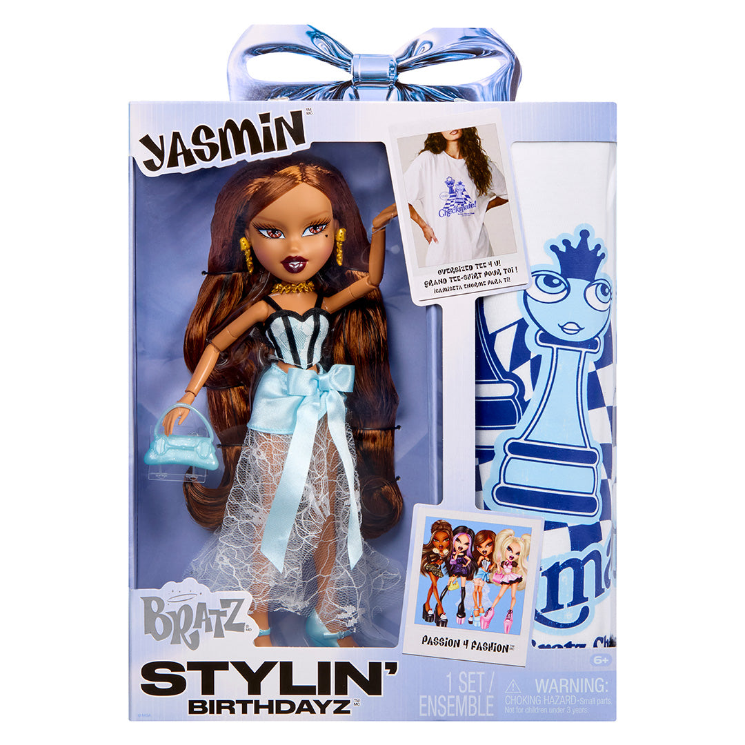 Bratz Stylin' Birthdayz Yasmin Fashion Doll with Customisable T-Shirt