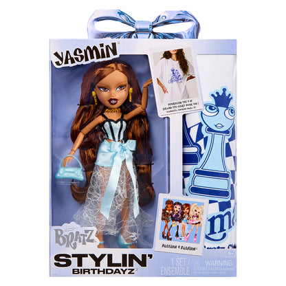 Bratz Stylin' Birthdayz Yasmin Fashion Doll with Customisable T-Shirt