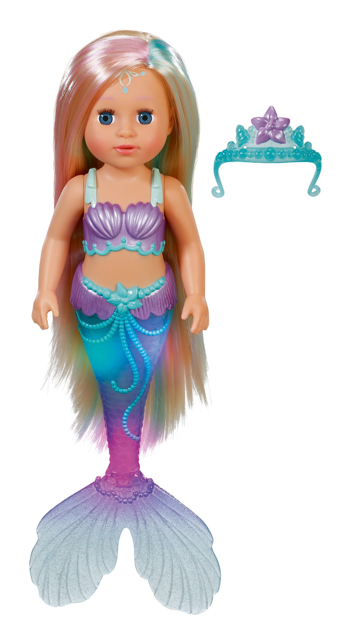 BABY born Mermaid 43cm Doll with Colour-Changing Light-Up Tail