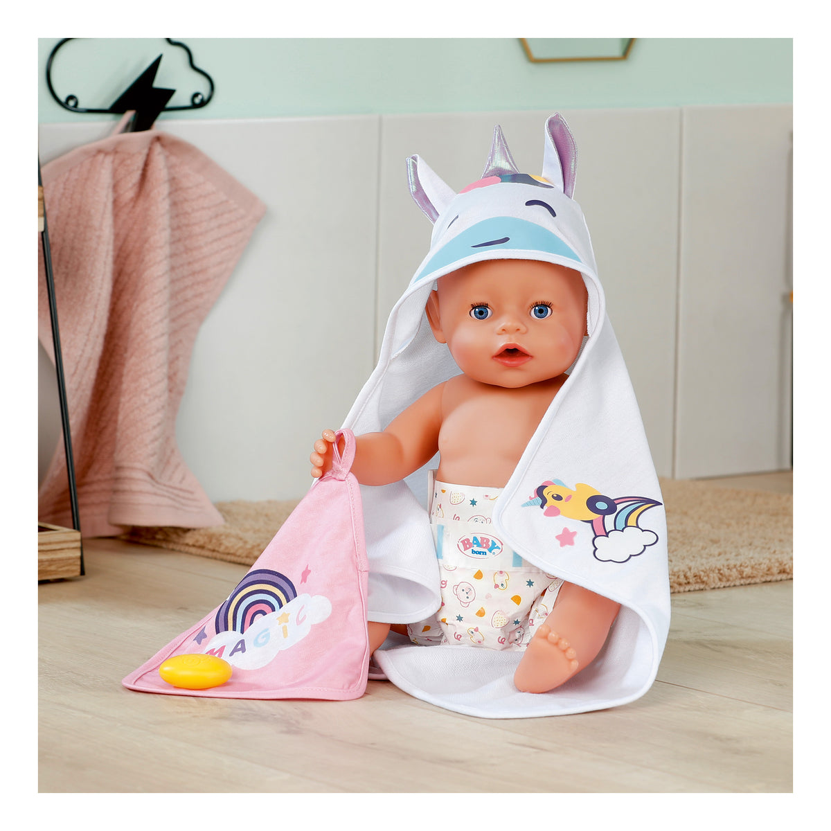 ** Baby Born Hooded Towel Set Unicorn
