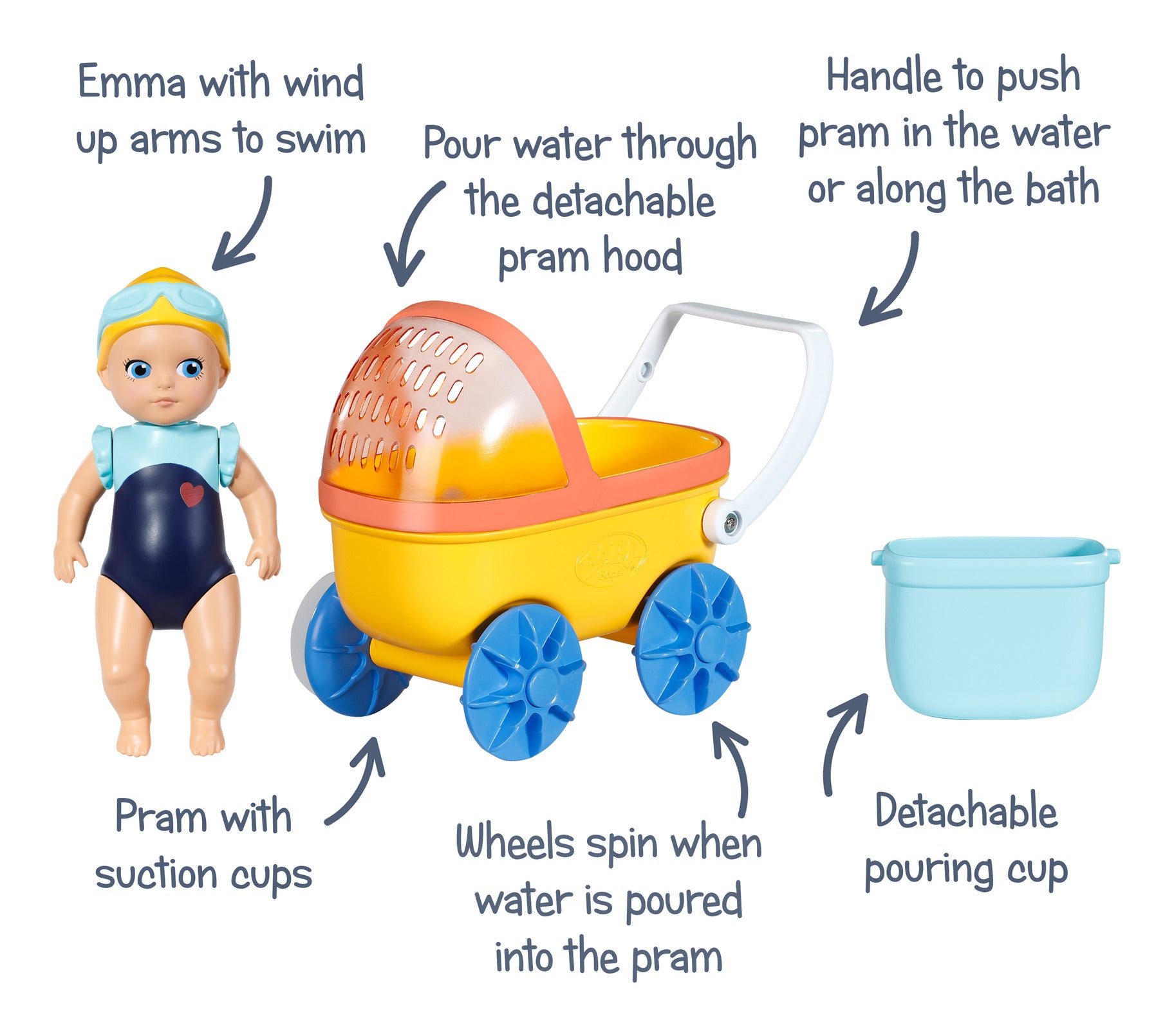 BABY born Splish Splash Bath Toy Pram with Emma