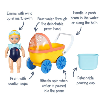 BABY born Splish Splash Bath Toy Pram with Emma