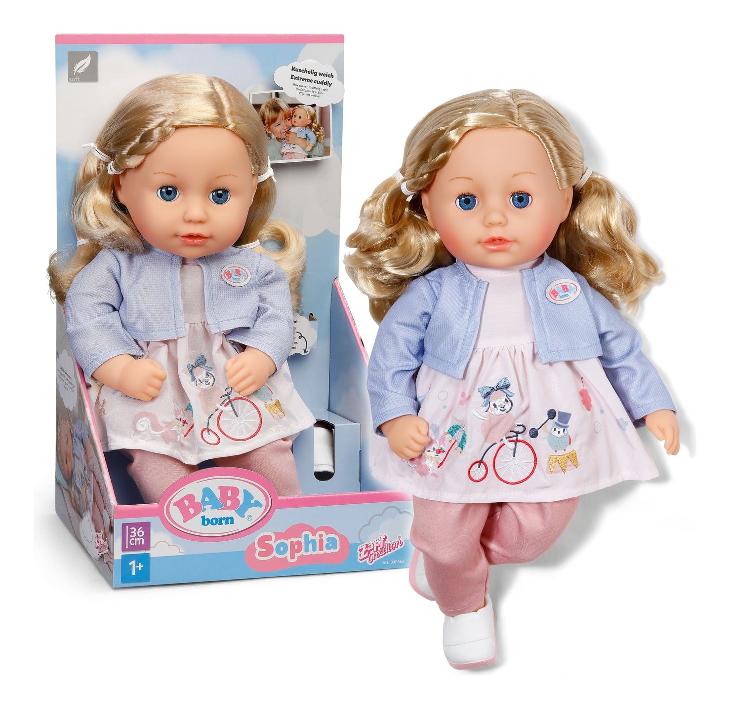 BABY born Sophia Rose 36cm Doll with Hair and Sleeping Eyes