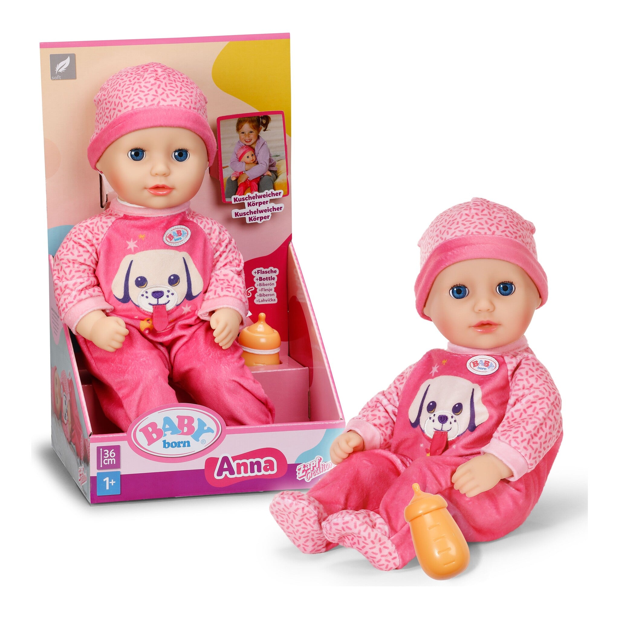 BABY born Anna Pink 36cm Doll with Bottle