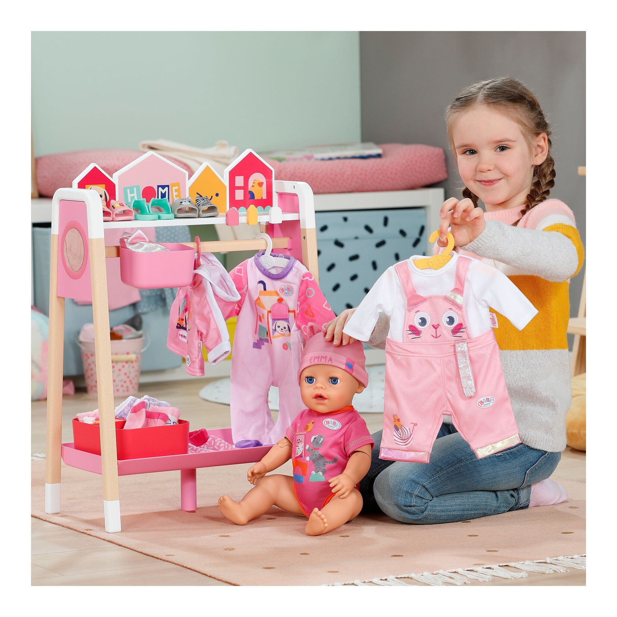 BABY born Clothes Rail with Mirror and Storage