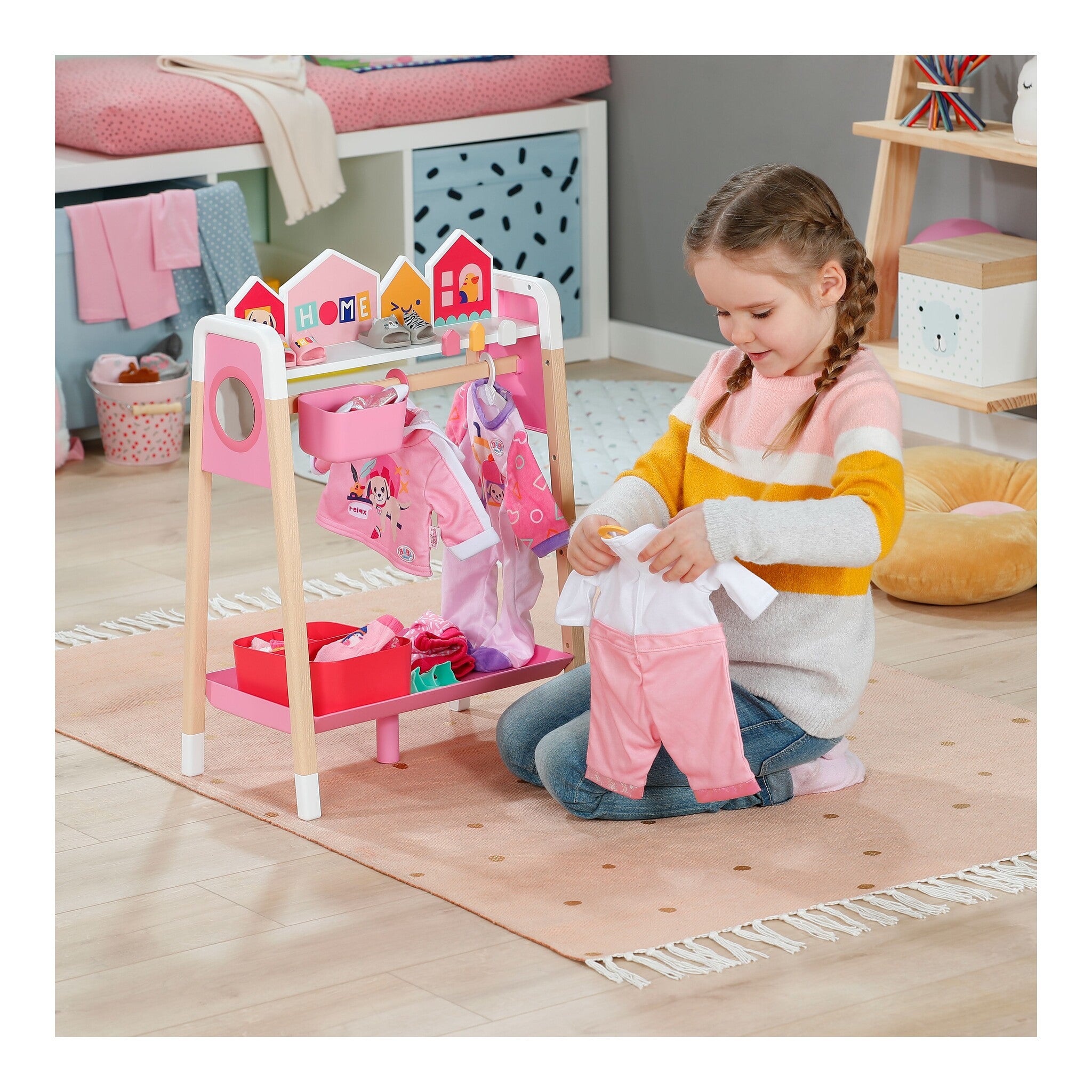 BABY born Clothes Rail with Mirror and Storage