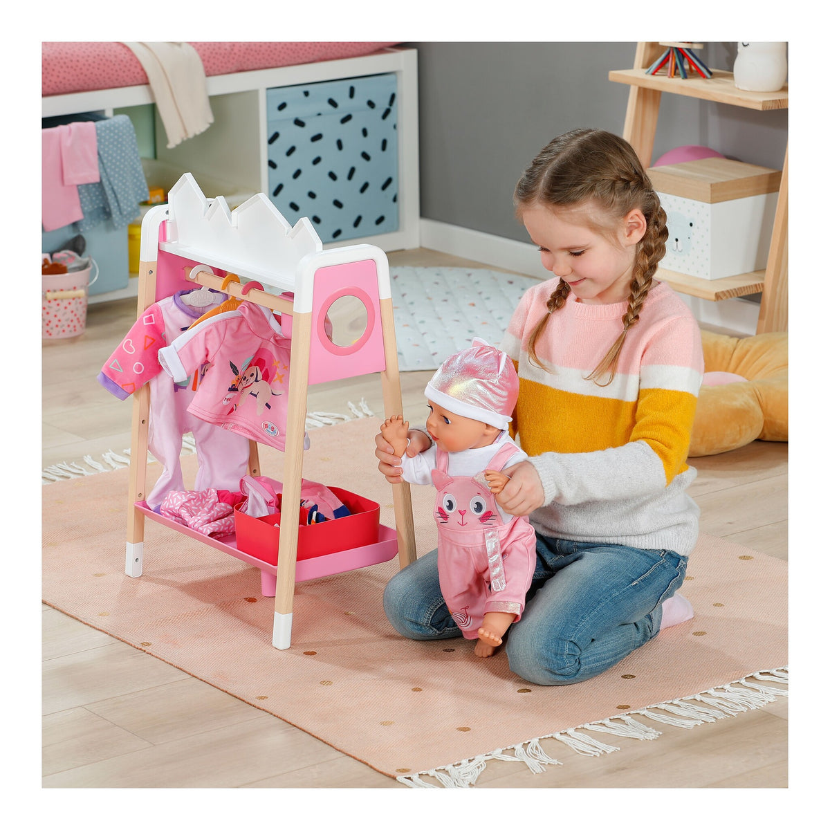 BABY born Clothes Rail with Mirror and Storage