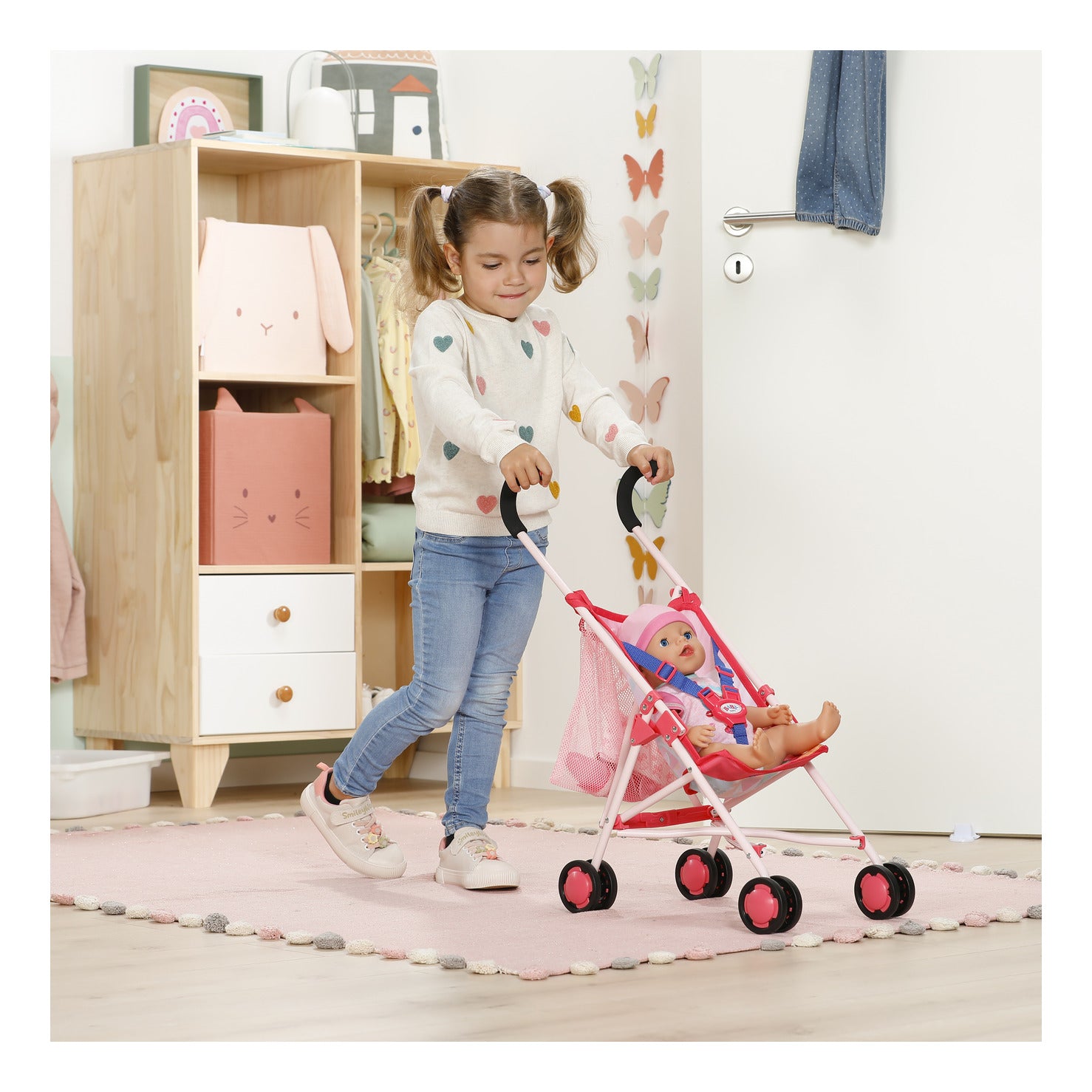 BABY born Pink Doll Stroller with Bag