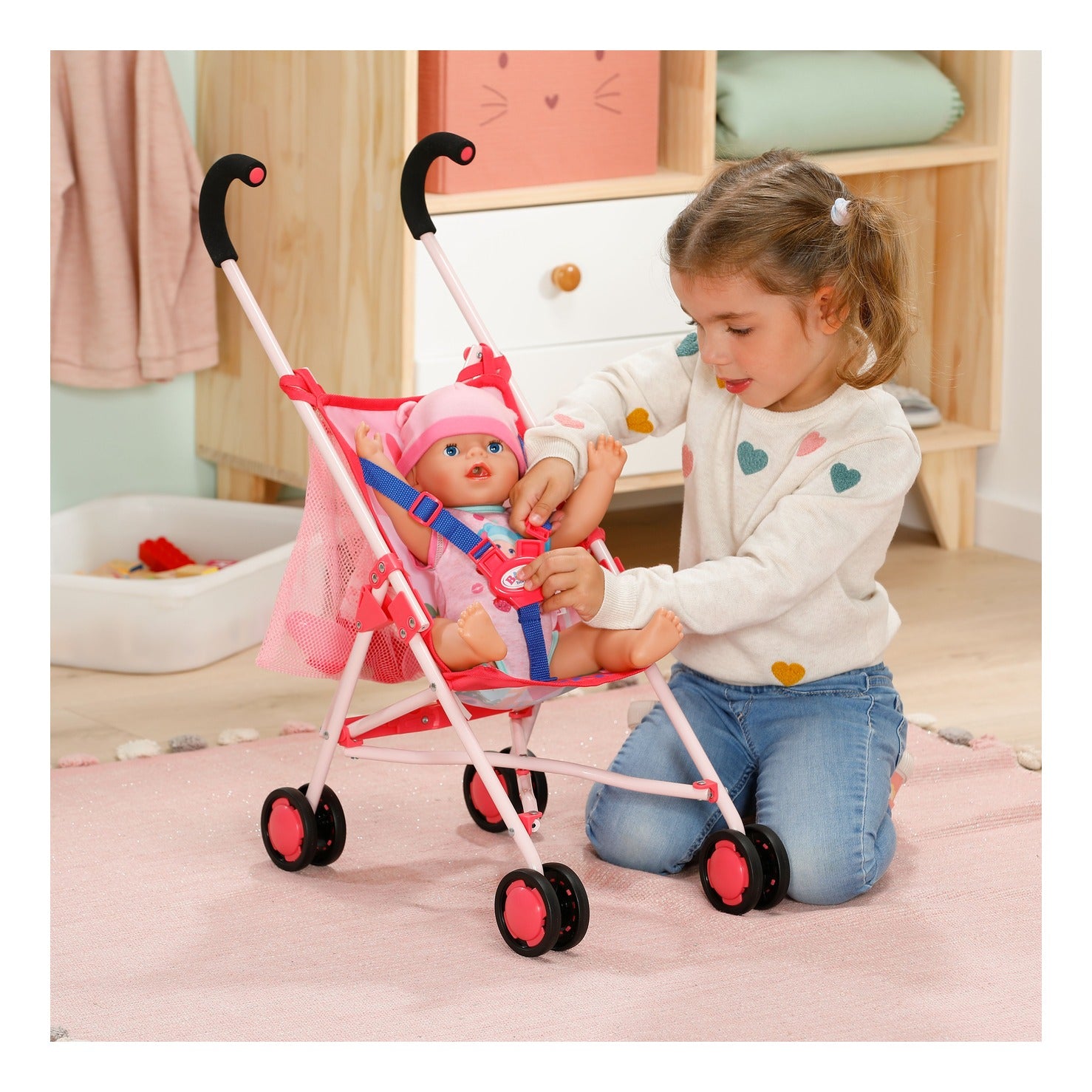 BABY born Pink Doll Stroller with Bag