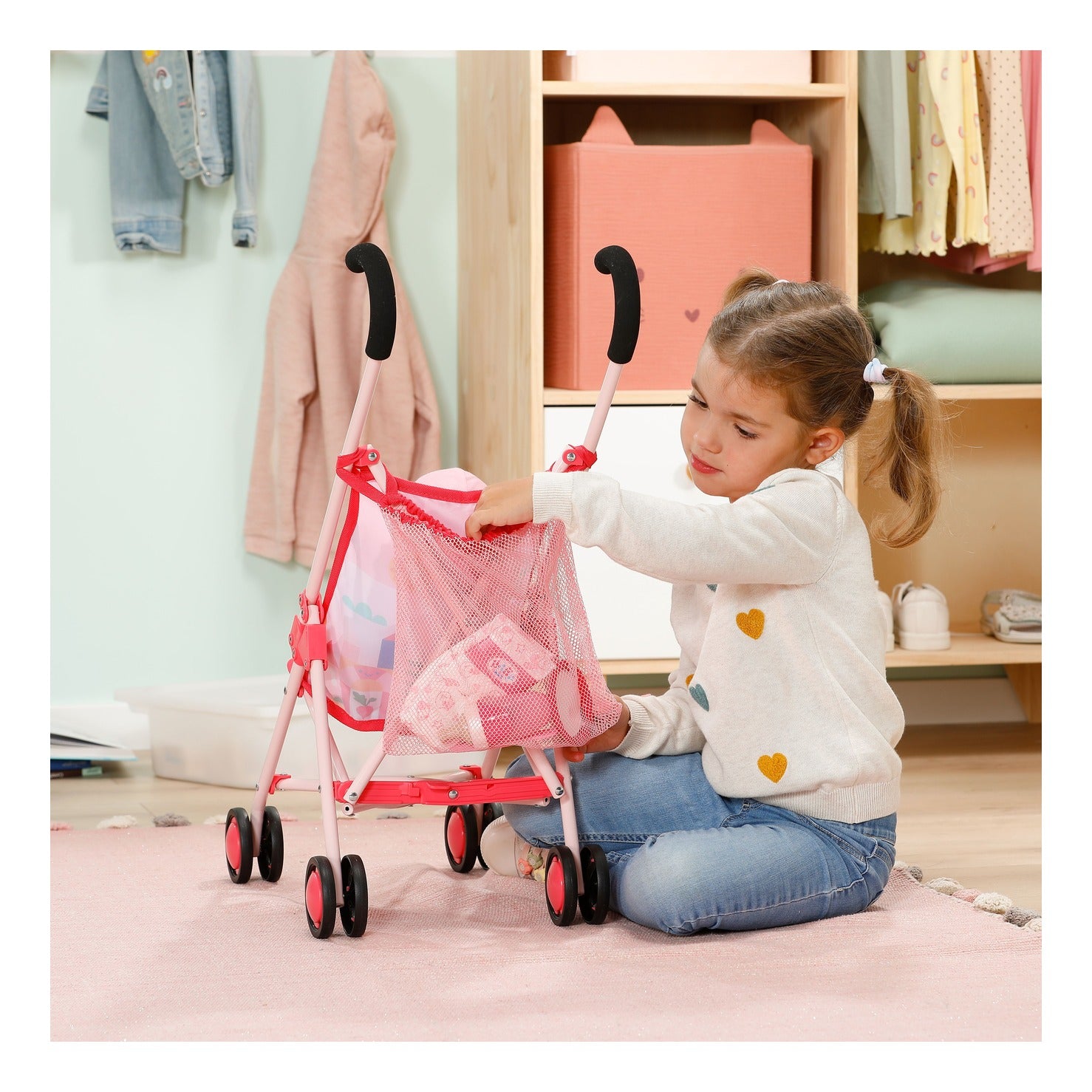 BABY born Pink Doll Stroller with Bag