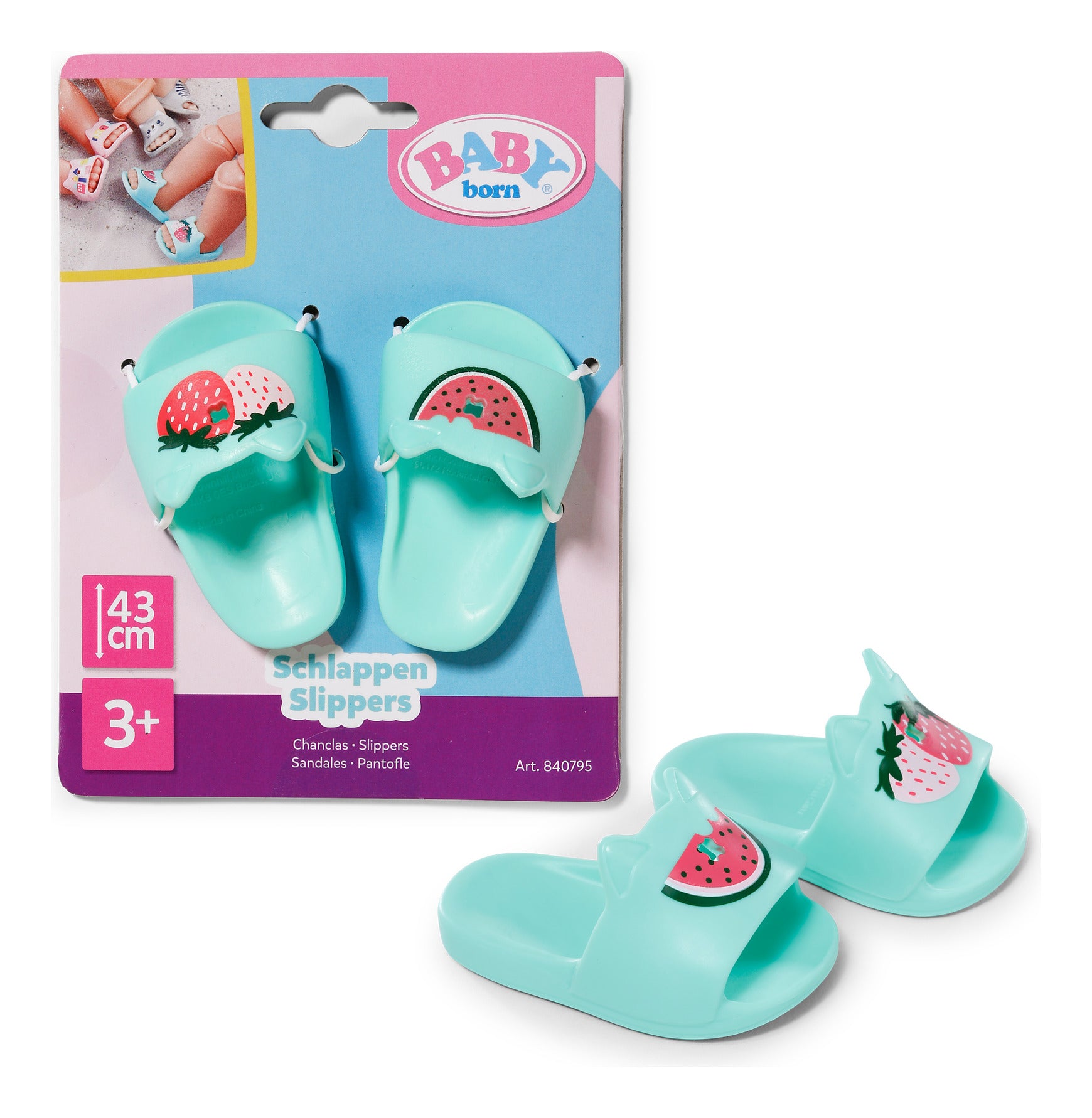 BABY born Slippers for 43cm Dolls – 3 Assorted Designs