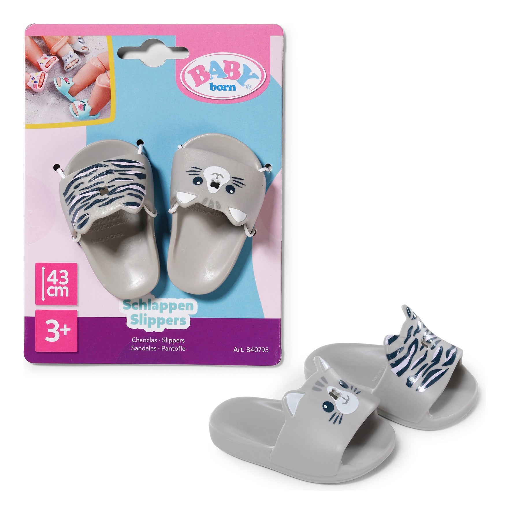 BABY born Slippers for 43cm Dolls – 3 Assorted Designs
