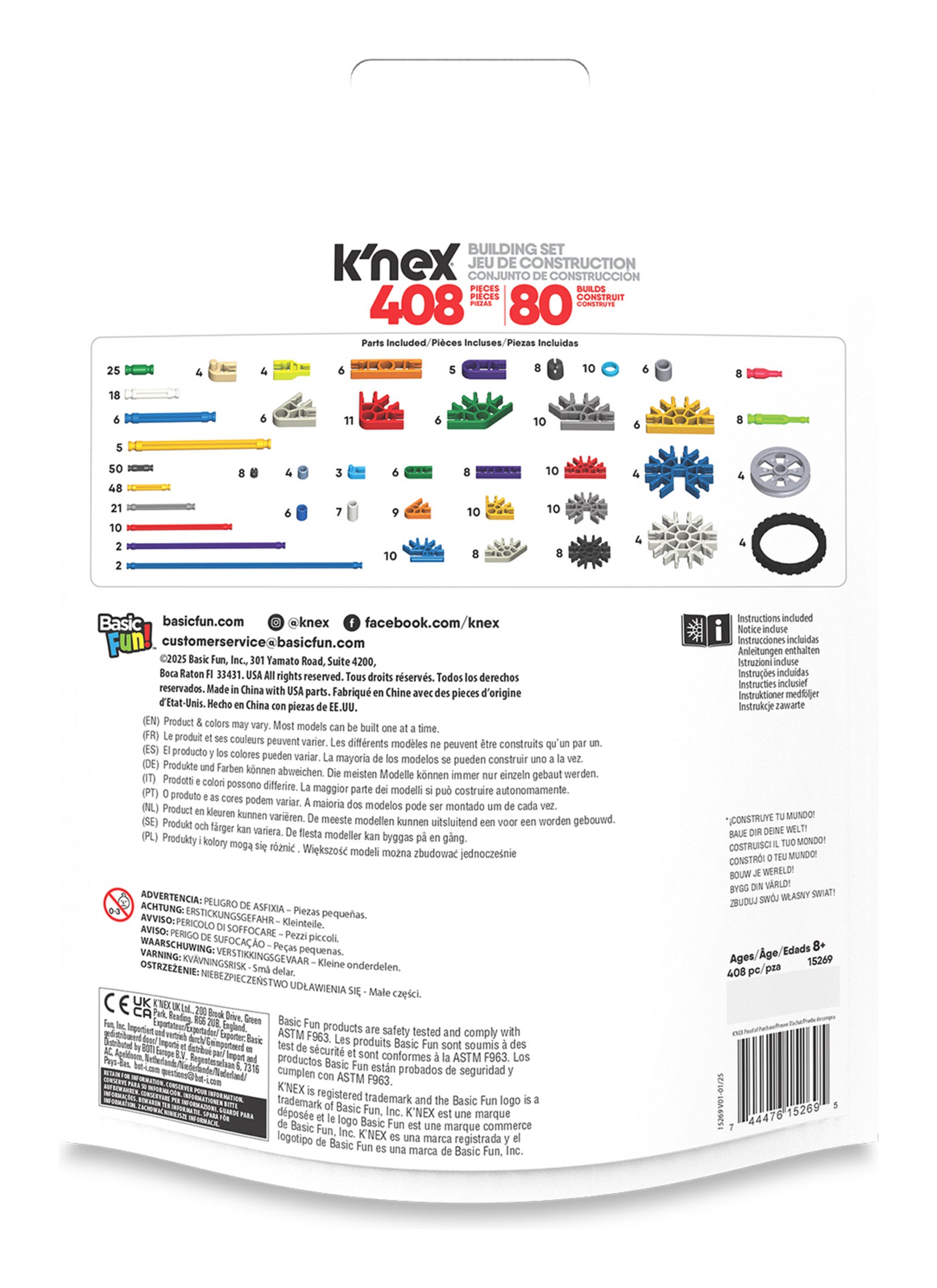 K'NEX 408-Piece 80 Model Deluxe Building Set with Bag
