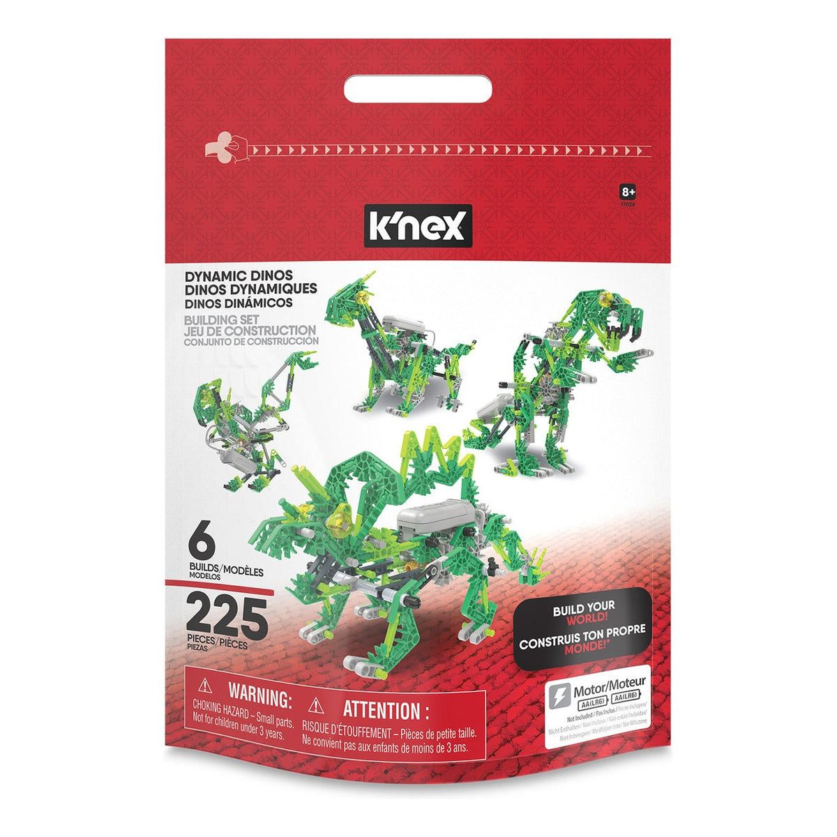 K'NEX Dynamic Dinos 225-Piece 6-in-1 Motorised Building Set