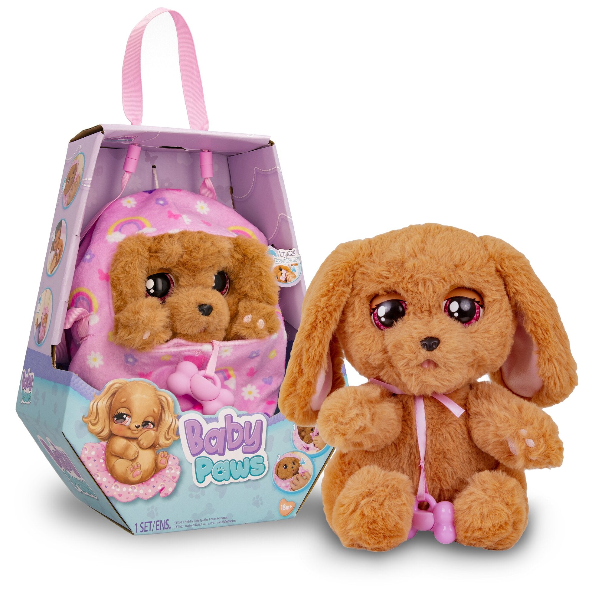 Baby Paws Cocker Interactive Plush Puppy with Swaddle Bag