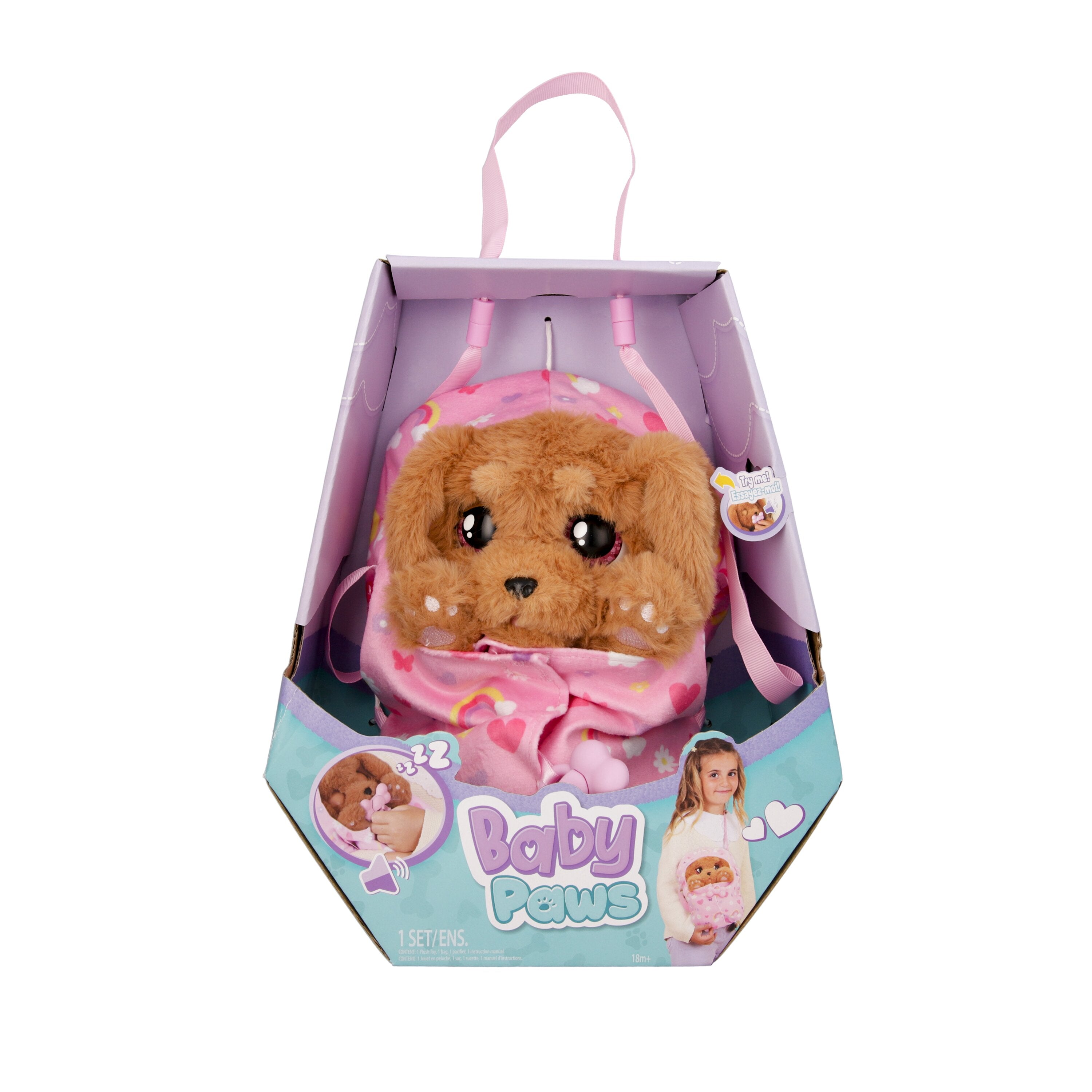 Baby Paws Cocker Interactive Plush Puppy with Swaddle Bag