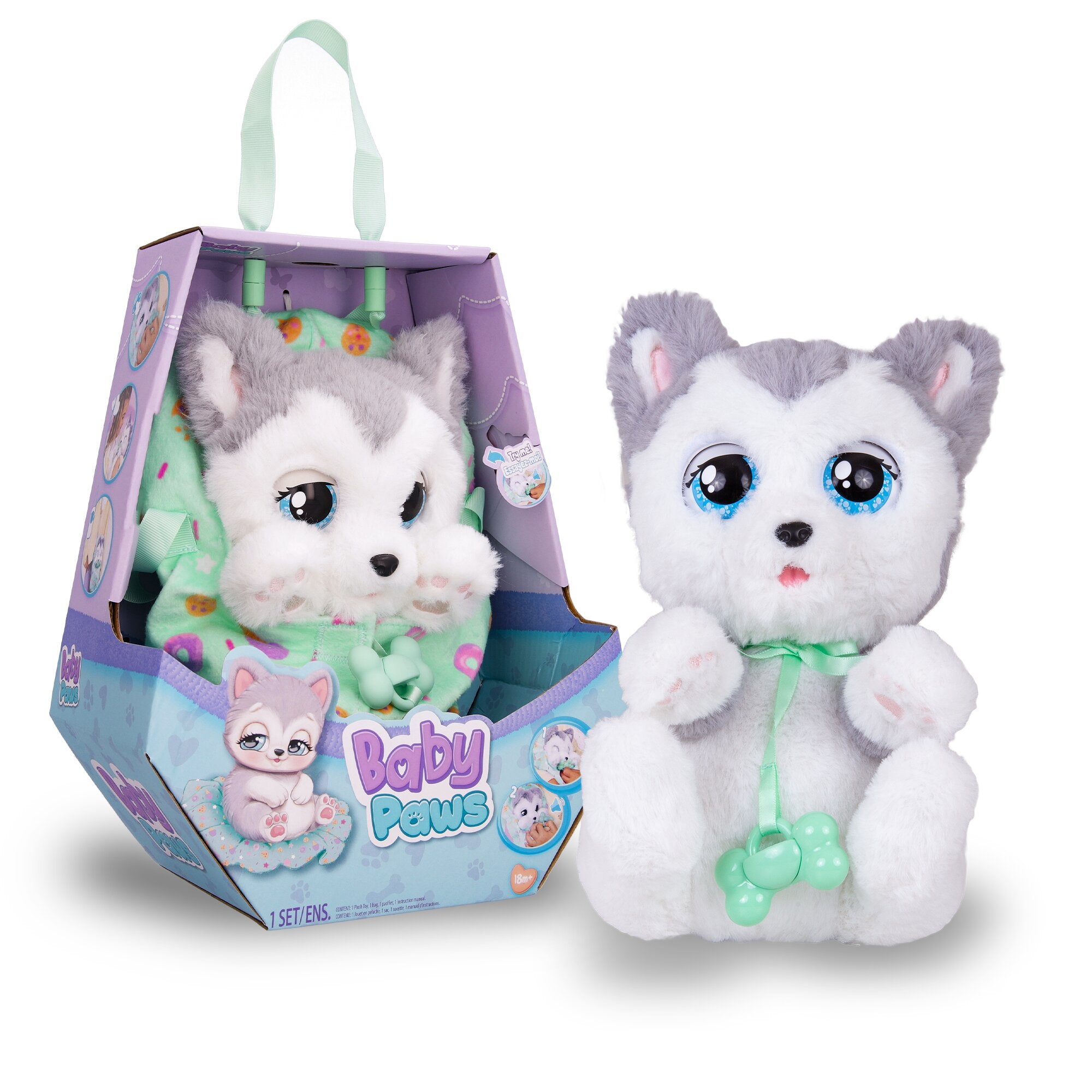 Baby Paws Husky Interactive Plush Puppy with Blanket and Pacifier