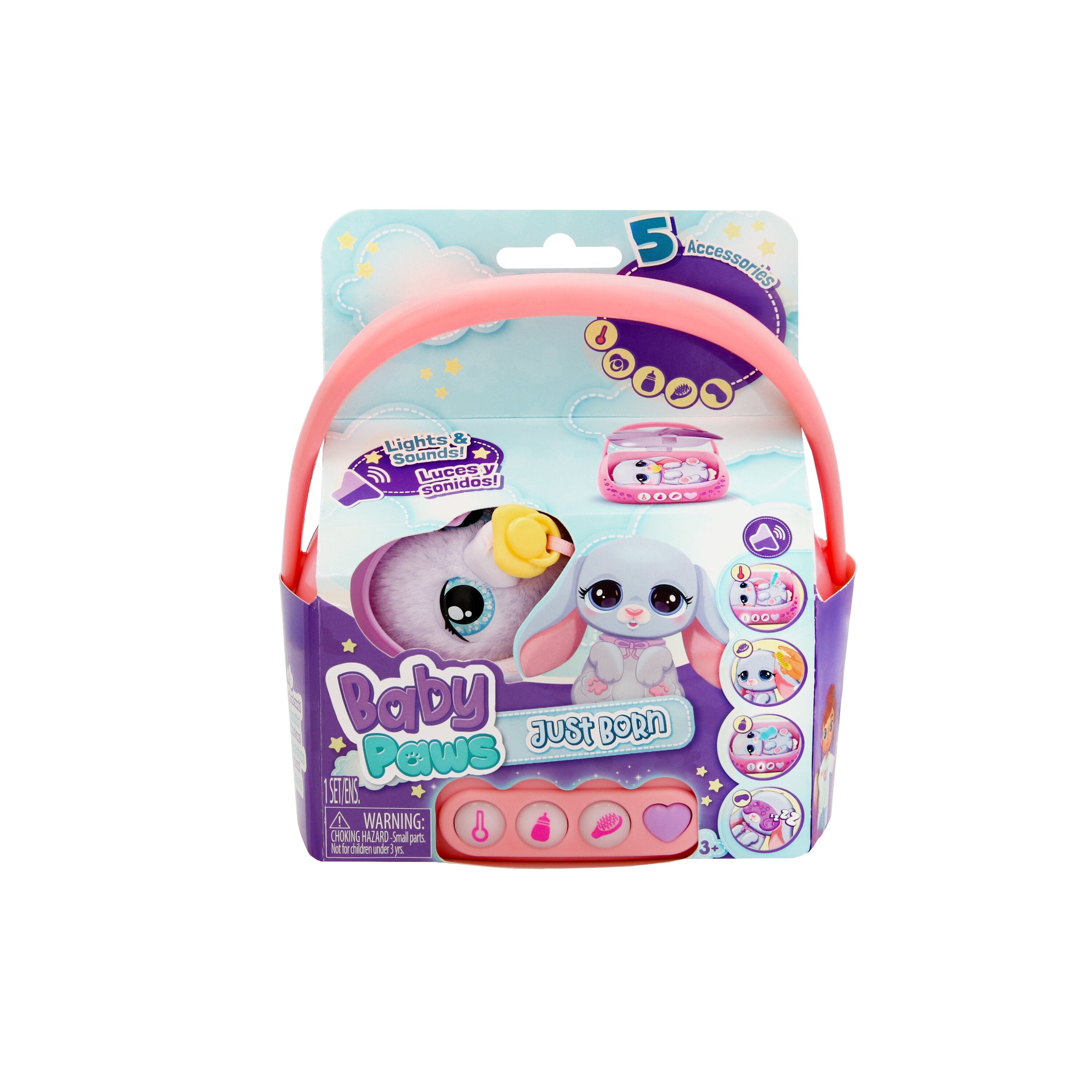 Baby Paws Just Born Bunny Interactive Plush Pet with Carry Case