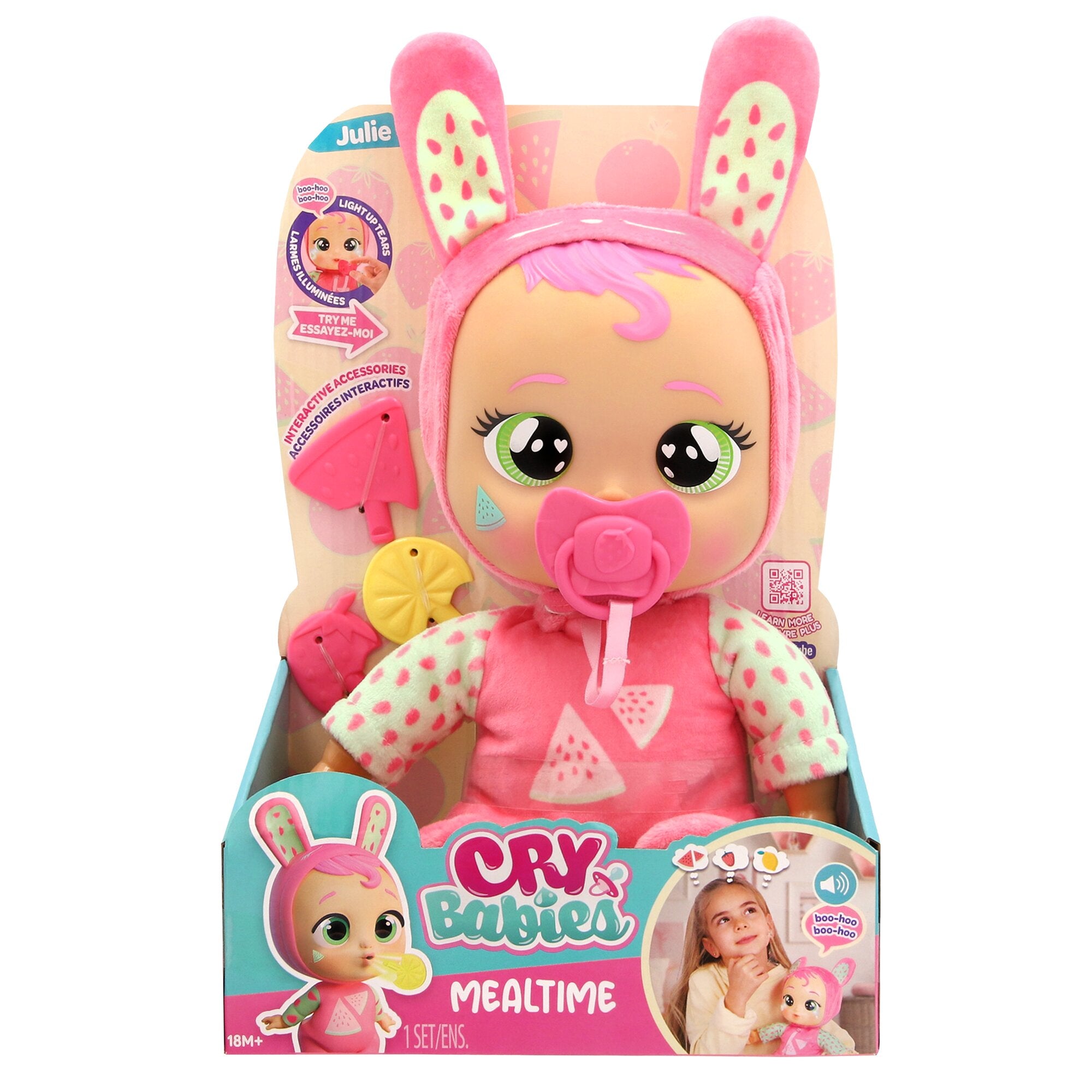 Cry Babies Mealtime Julie Interactive Baby Doll with Feeding Accessories