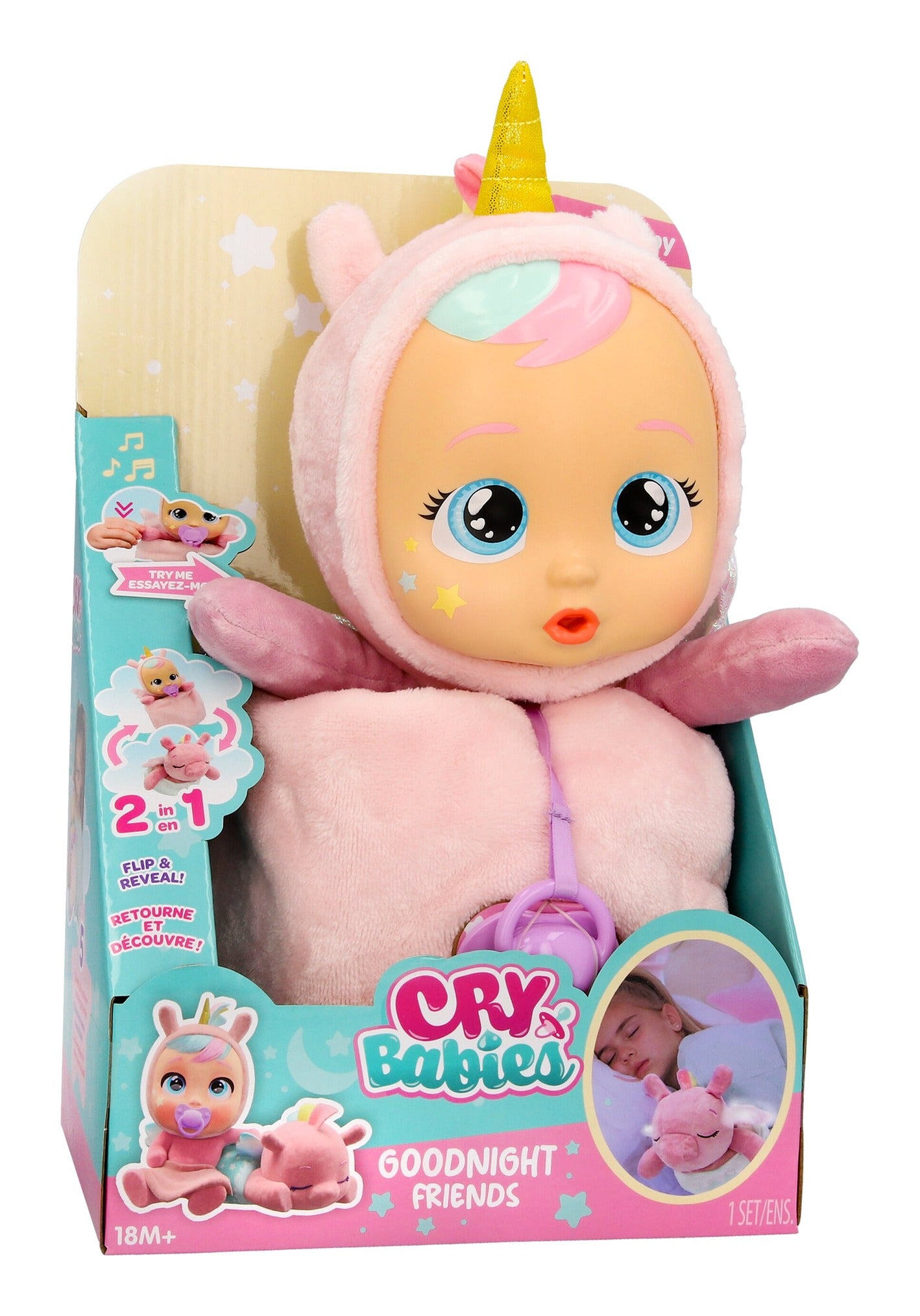 Cry Babies Goodnight Friends Luna & Poppy 2-in-1 Interactive Plush Doll